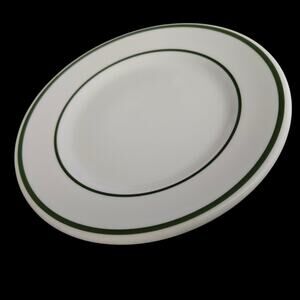 Lawrence Green Band Dessert Plates Set of 4 Vitrified China Restaurant Ware
